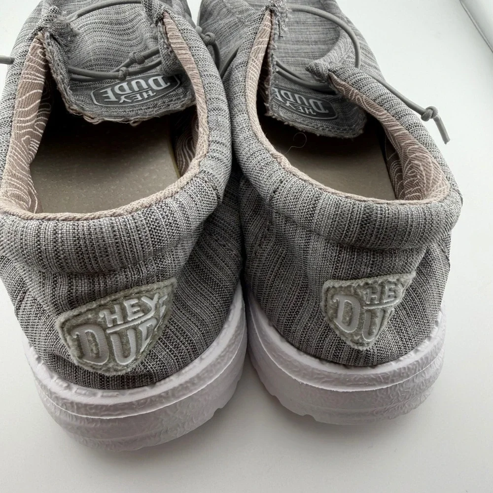 Hey Dude Wally Loafers Kids Size 5 Grey Textured Slip On Casual Shoes